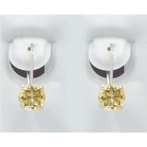 Genuine 2.44 Cts Yellow Topaz Dangling Earrings Solid .925 Silver